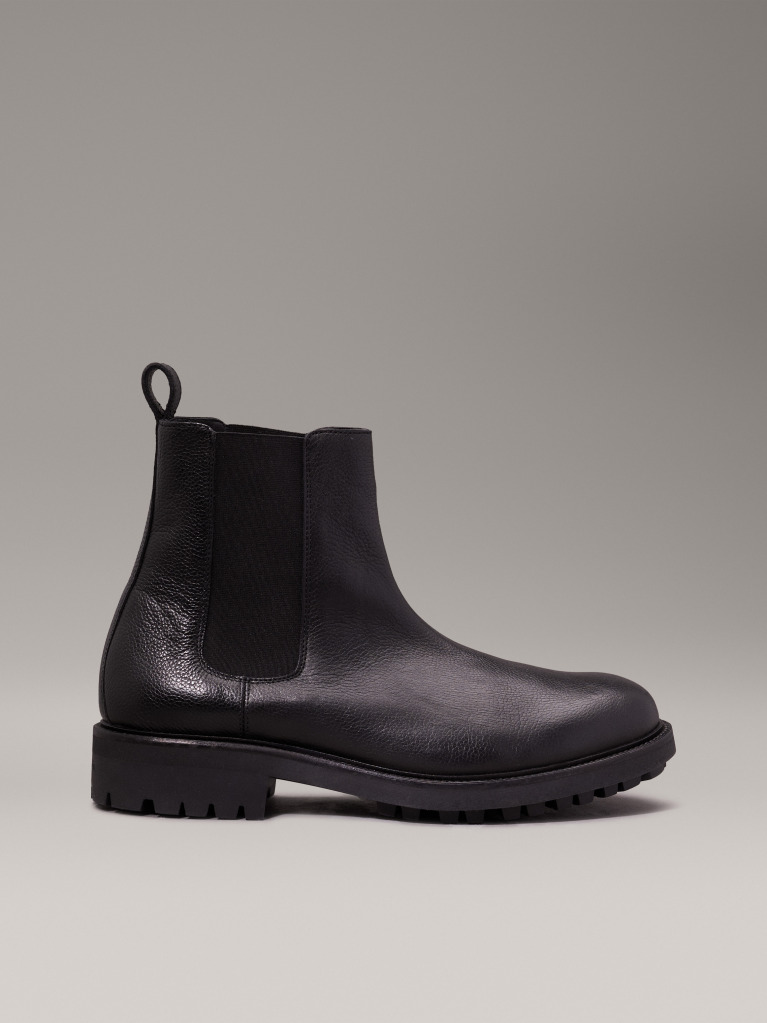Black Leather Chelsea Boots  Men