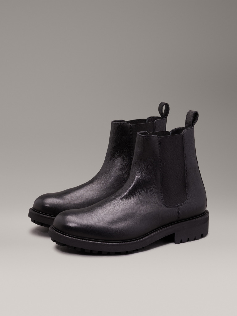 Black Leather Chelsea Boots  Men