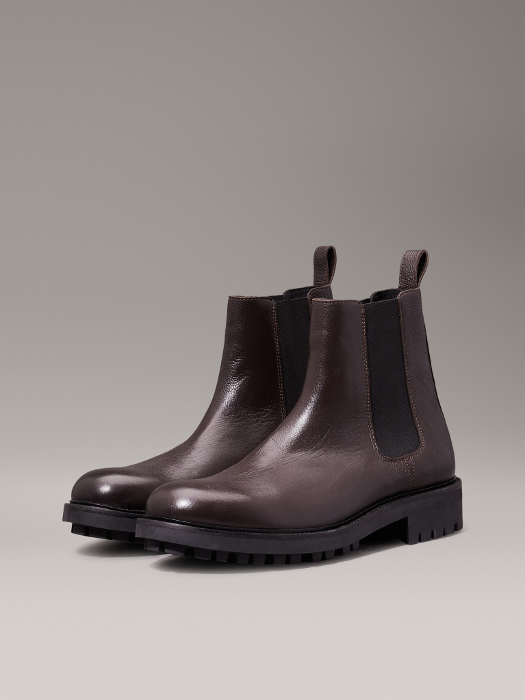 Brown Leather Chelsea Boots  Men