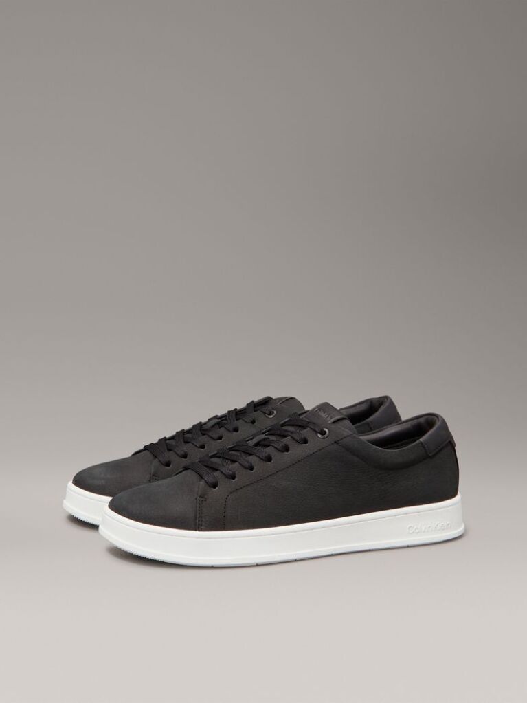 Black Leather Trainers  Men