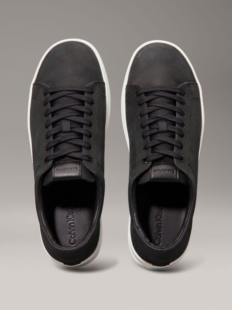 Black Leather Trainers  Men