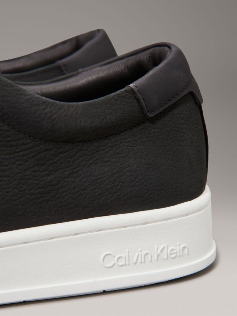 Black Leather Trainers  Men