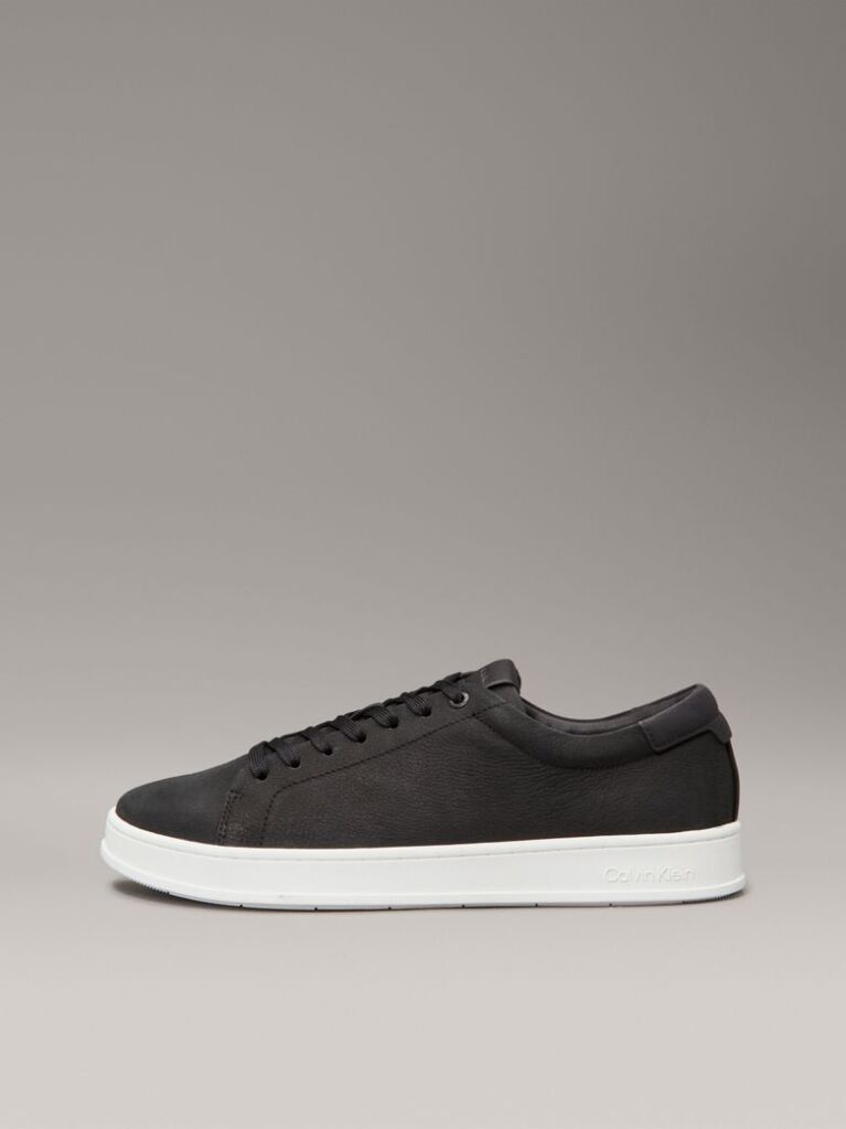 Black Leather Trainers  Men