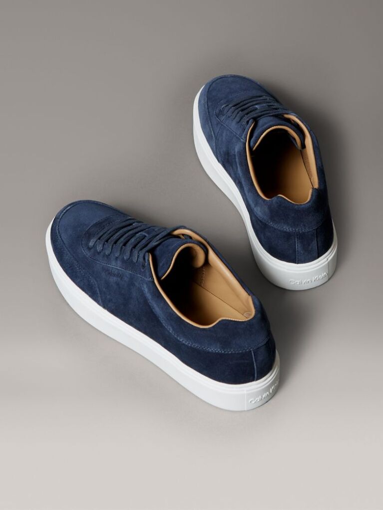 Blue Leather Trainers  Men