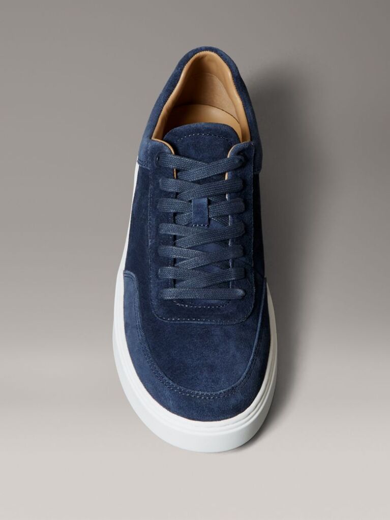 Blue Leather Trainers  Men
