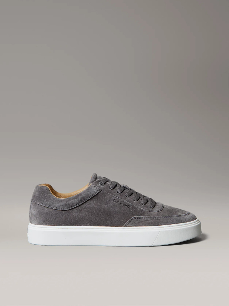 Grey Leather Trainers  Men