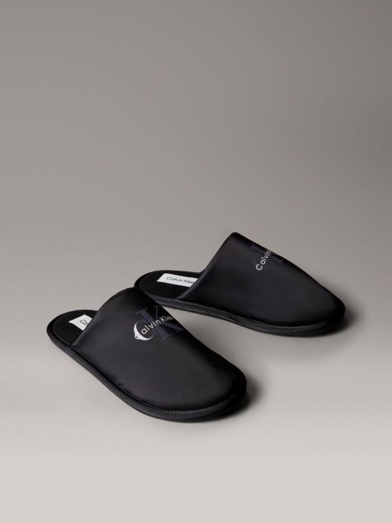 Black Signature Logo Hotel Slippers  Men