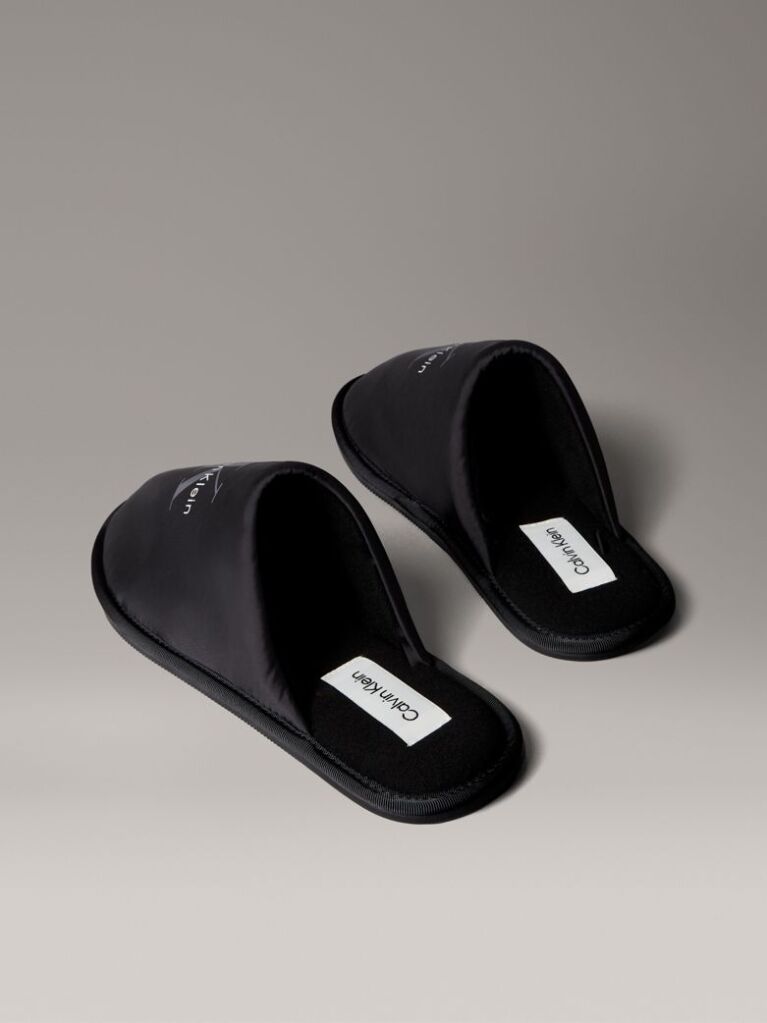 Black Signature Logo Hotel Slippers  Men