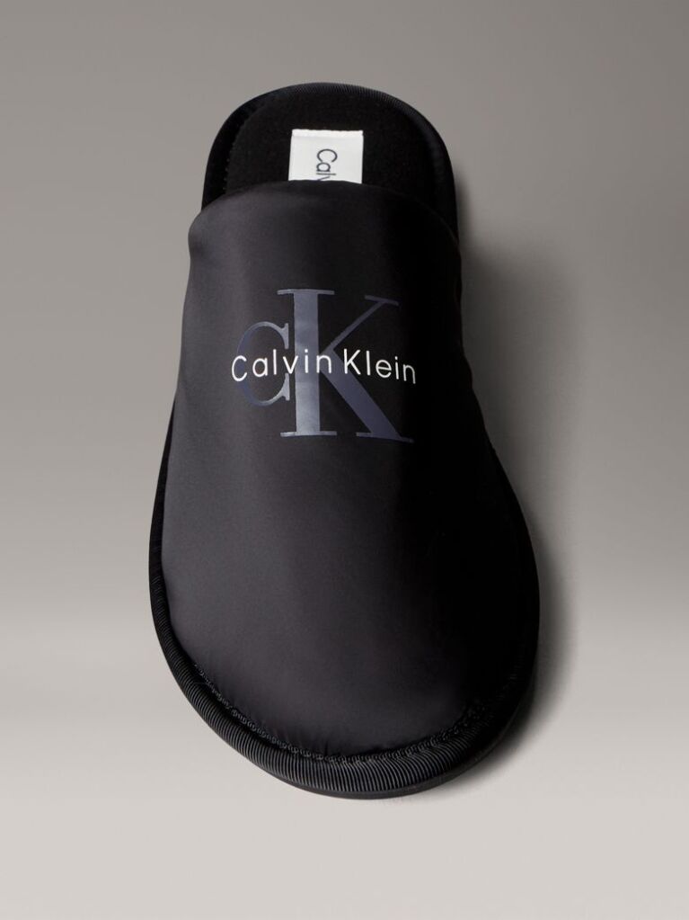 Black Signature Logo Hotel Slippers  Men