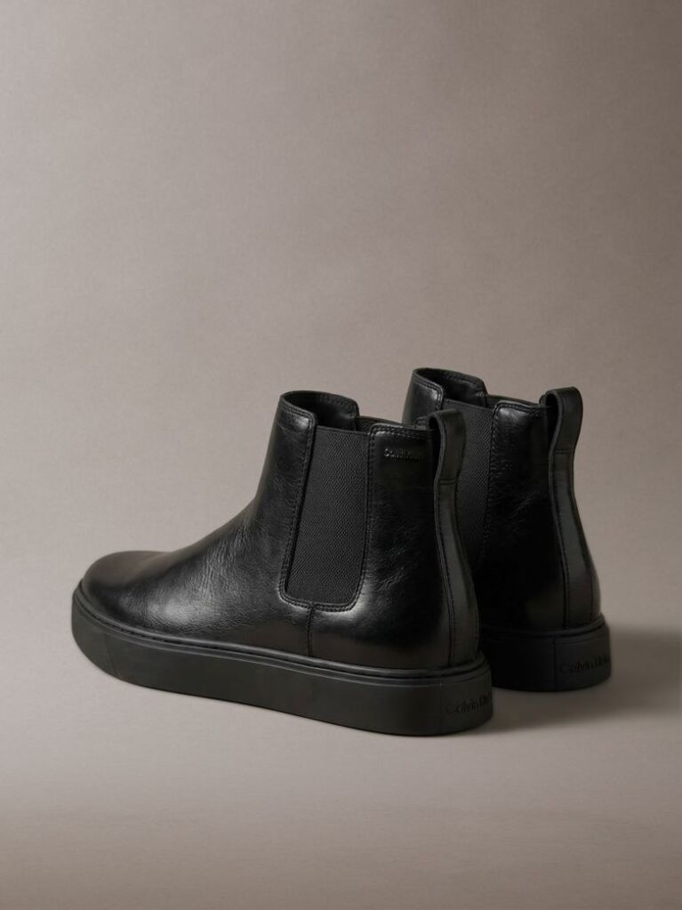 Μαύρο Δερμάτινα Μποτάκια Chelsea Με Υβριδική Σόλα Cupsole  Άνδρας