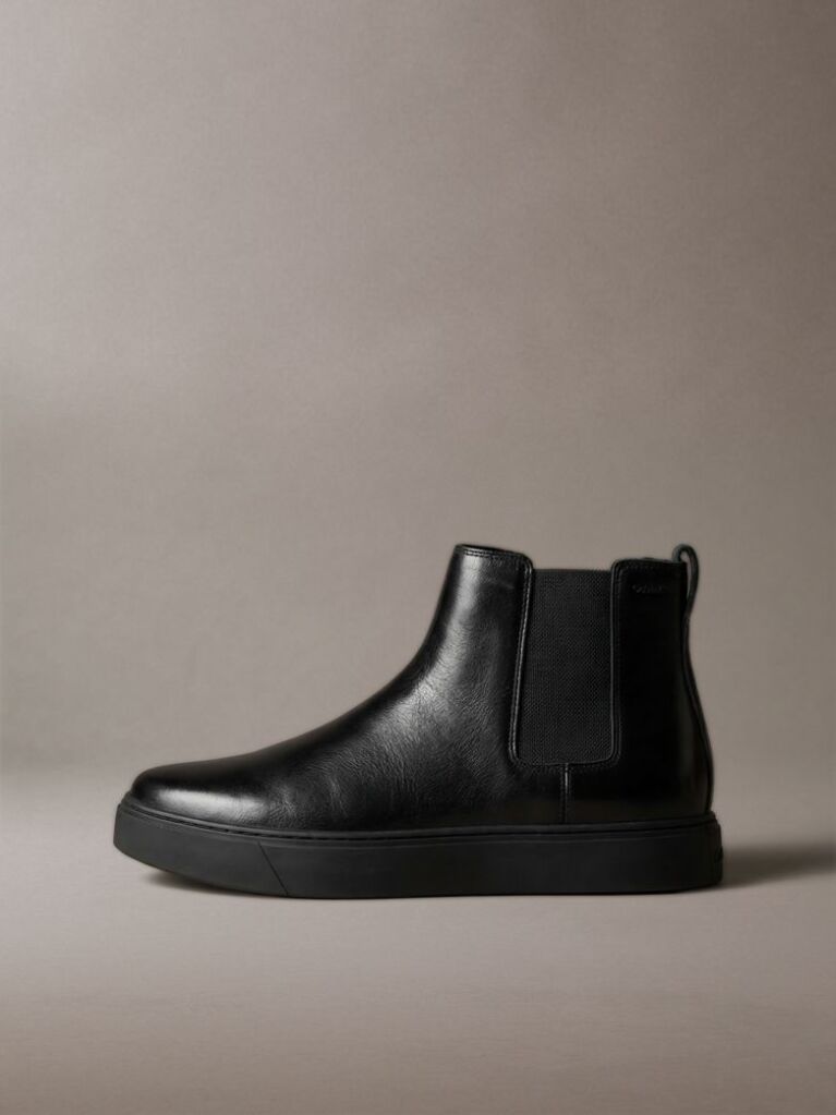 Μαύρο Δερμάτινα Μποτάκια Chelsea Με Υβριδική Σόλα Cupsole  Άνδρας