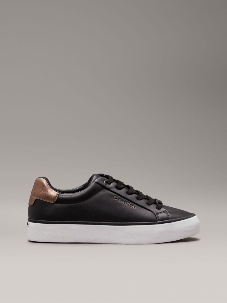 Black Leather Trainers  Women