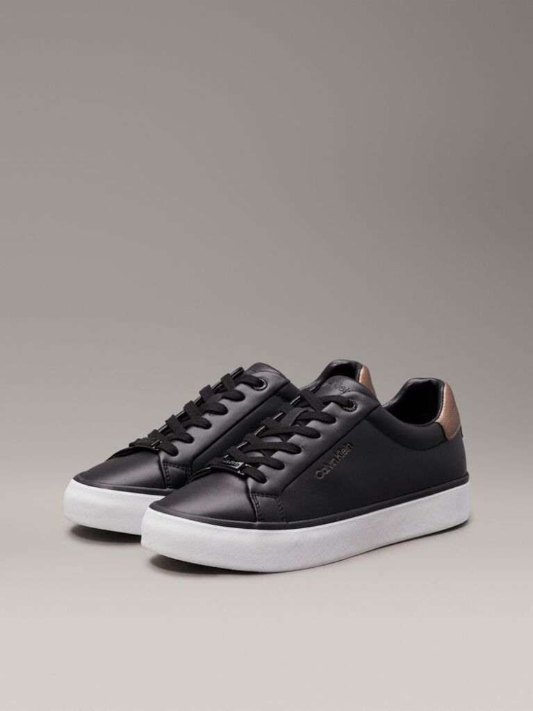 Black Leather Trainers  Women