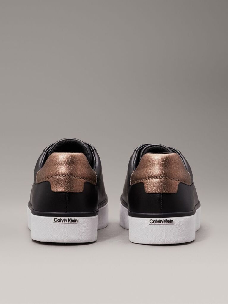 Black Leather Trainers  Women