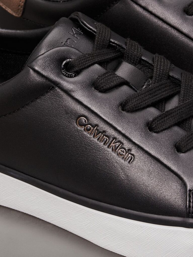 Black Leather Trainers  Women