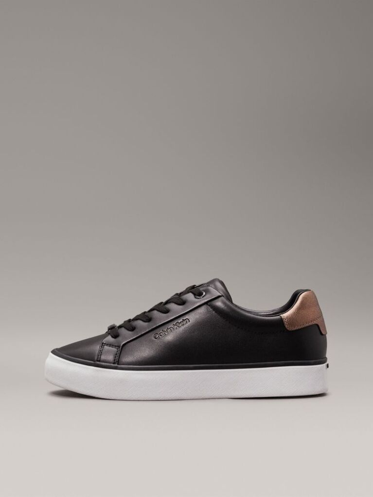 Black Leather Trainers  Women