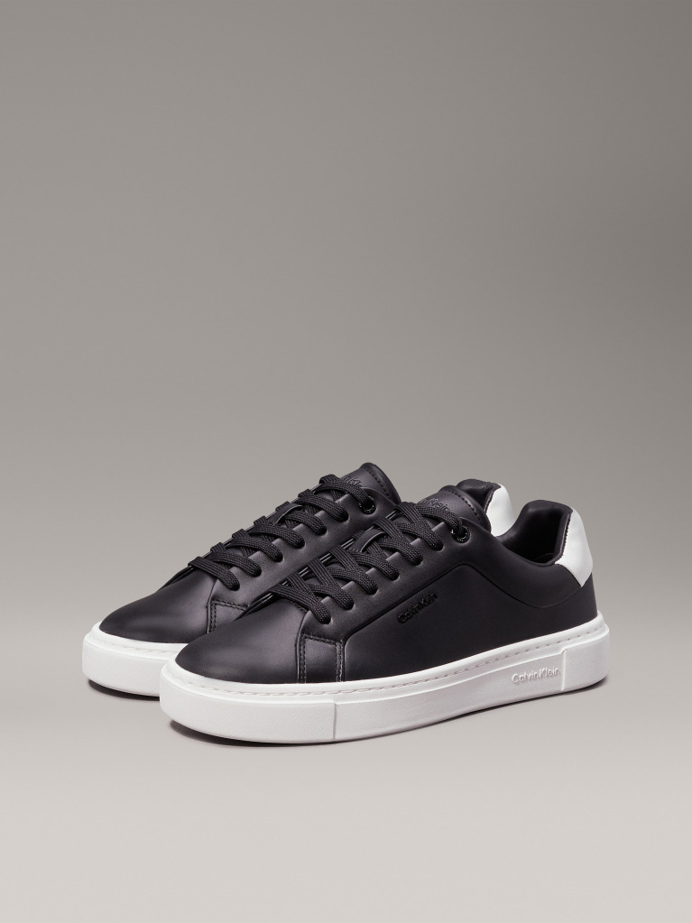 Black Leather Trainers  Women