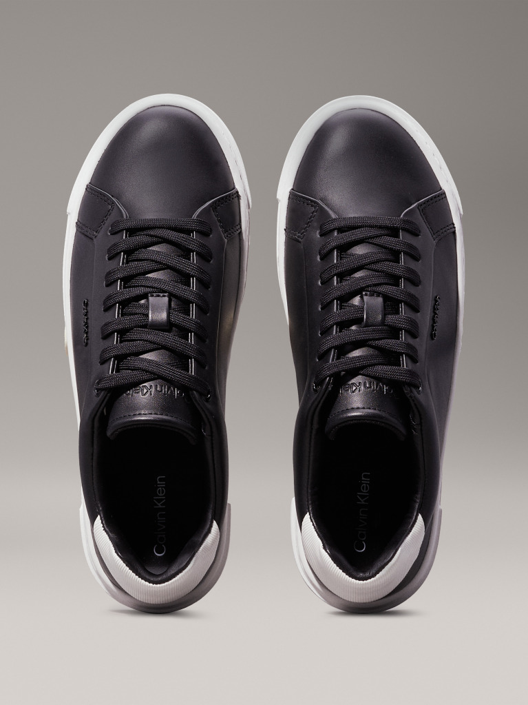 Black Leather Trainers  Women