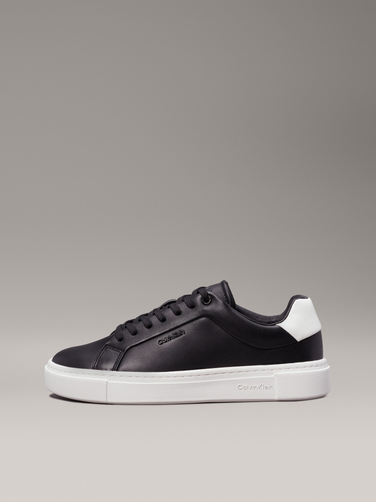 Black Leather Trainers  Women