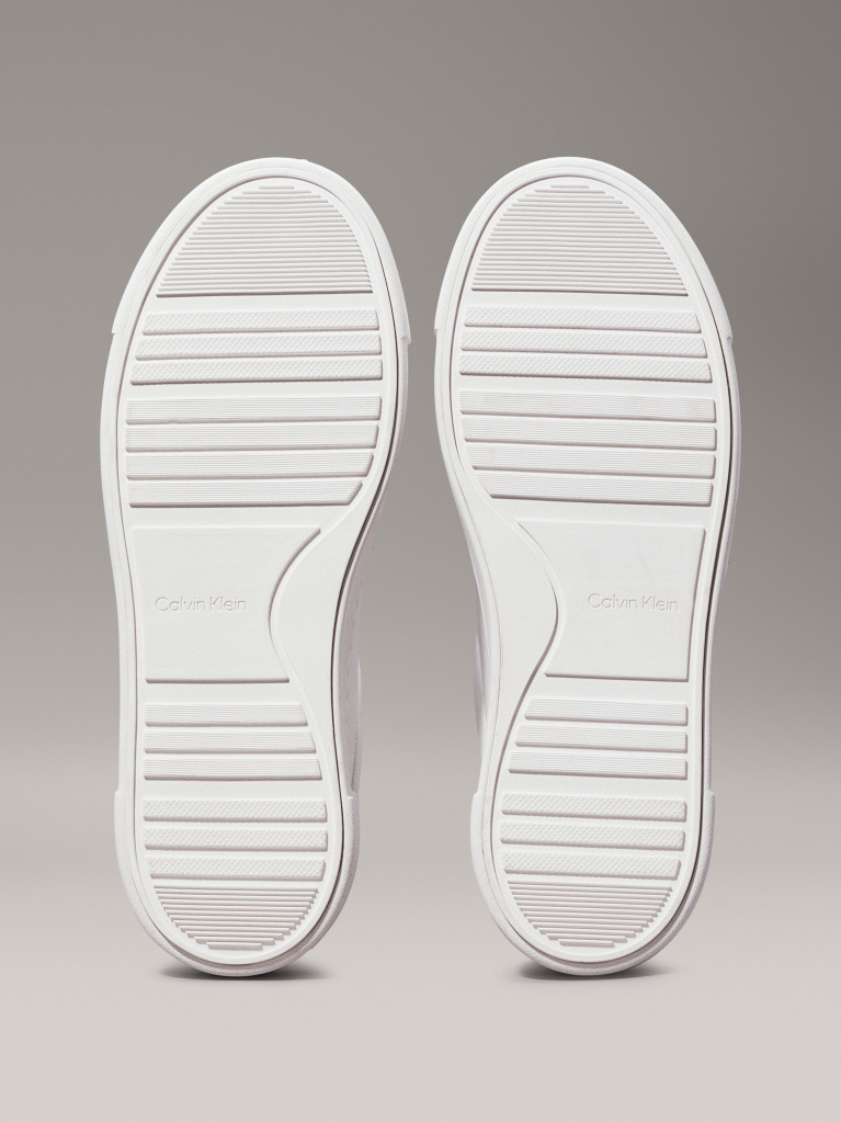 White Leather Platform Trainers  Women