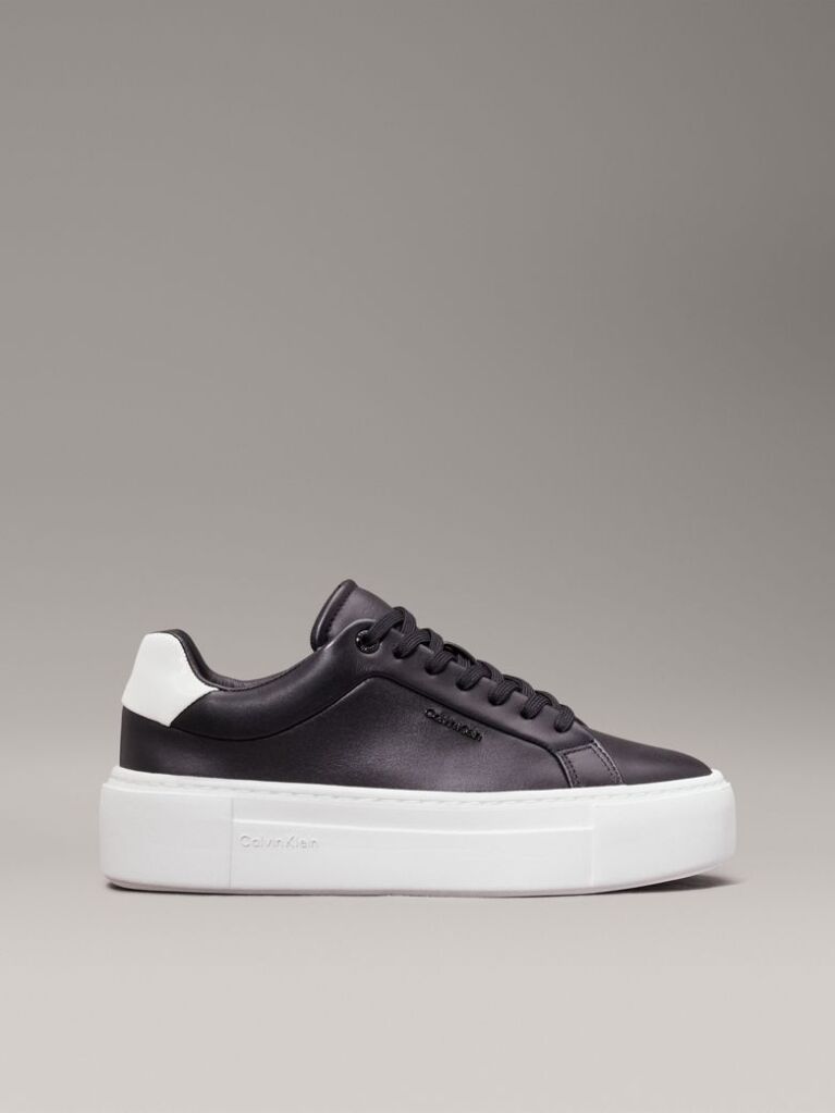 Μαύρο Δερμάτινα Sneakers Με Πλατφόρμα  Γυναίκα