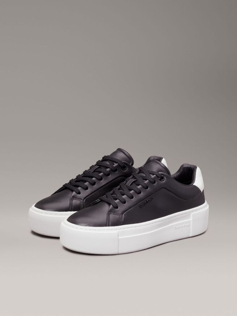 Μαύρο Δερμάτινα Sneakers Με Πλατφόρμα  Γυναίκα