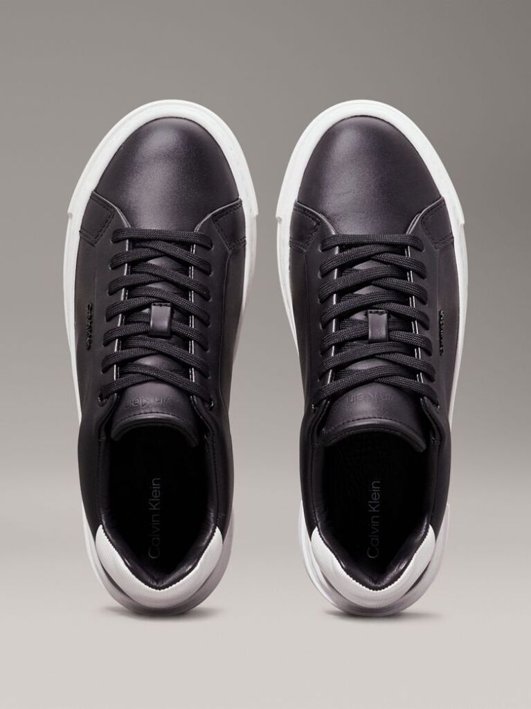 Μαύρο Δερμάτινα Sneakers Με Πλατφόρμα  Γυναίκα