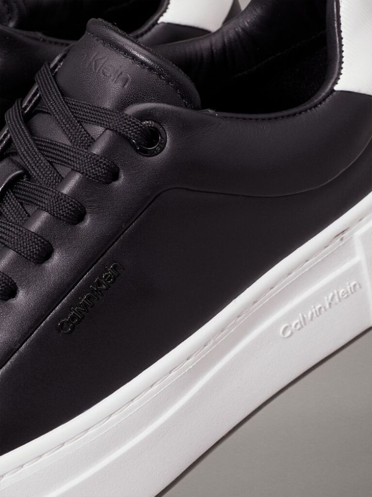 Μαύρο Δερμάτινα Sneakers Με Πλατφόρμα  Γυναίκα
