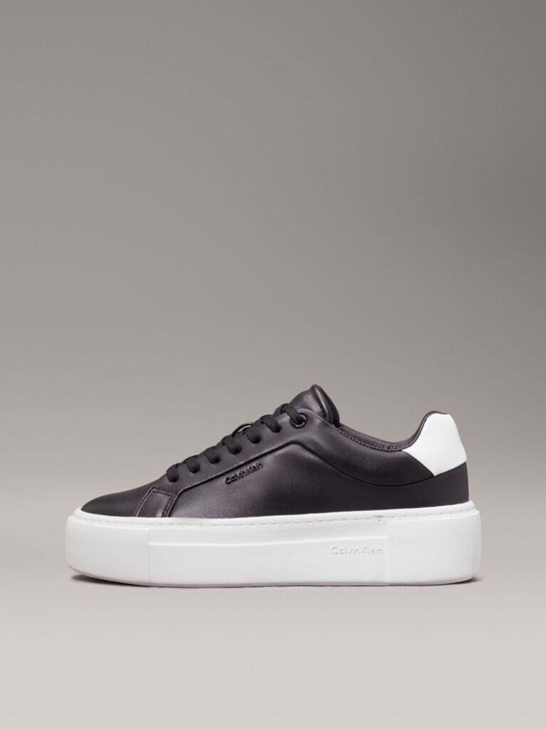 Μαύρο Δερμάτινα Sneakers Με Πλατφόρμα  Γυναίκα