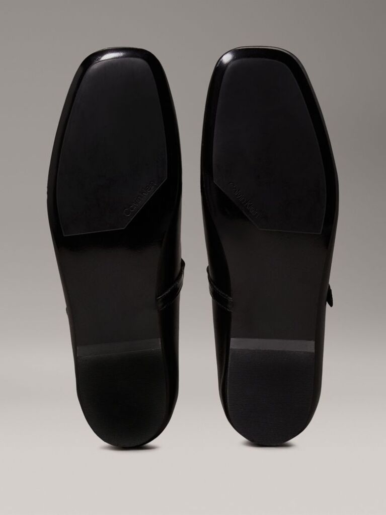 Black Leather Mary Jane Ballerinas  Women