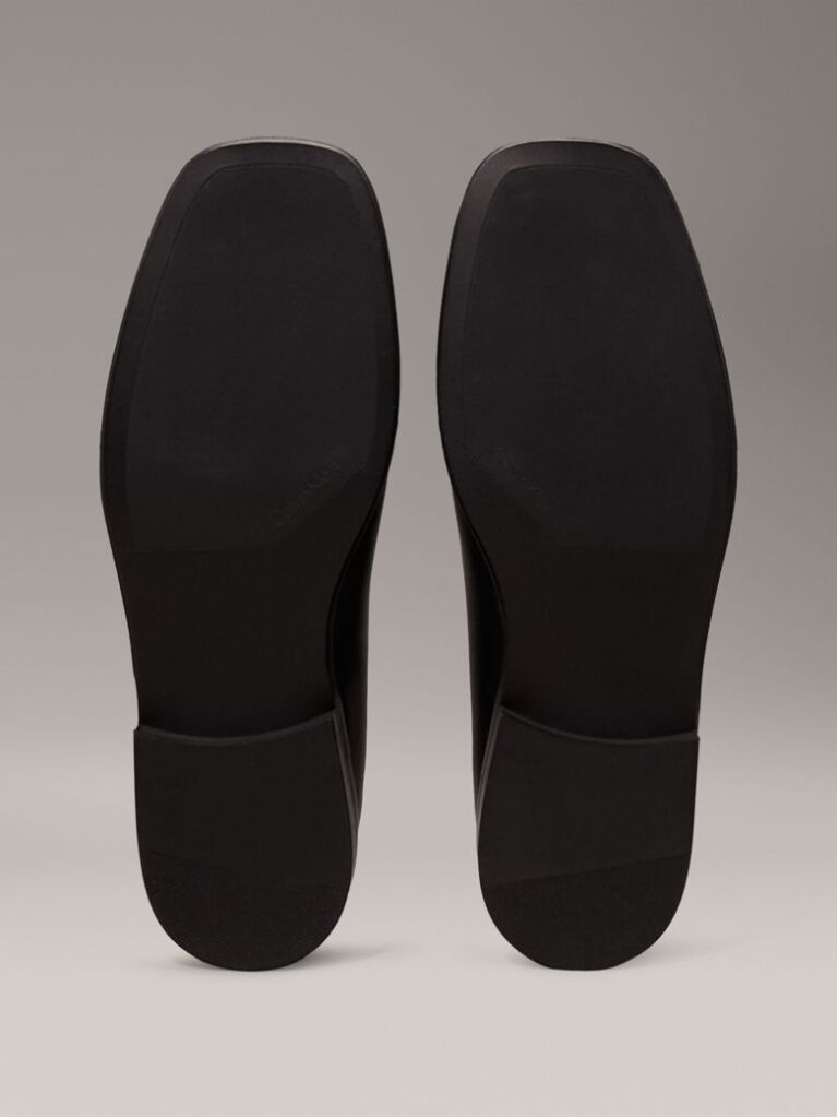 Μαύρο Δερμάτινα Τετράγωνα Loafers  Γυναίκα