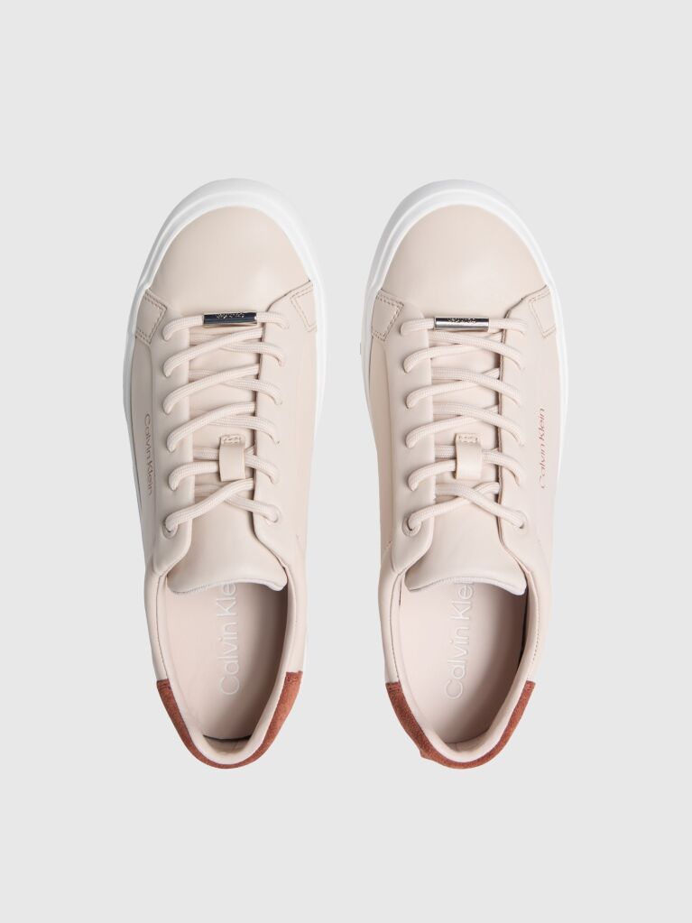 Μπεζ Δερμάτινα Sneakers  Γυναίκα