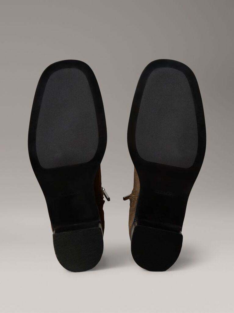 Brown Suede Square Toe Zip Ankle Boots  Women