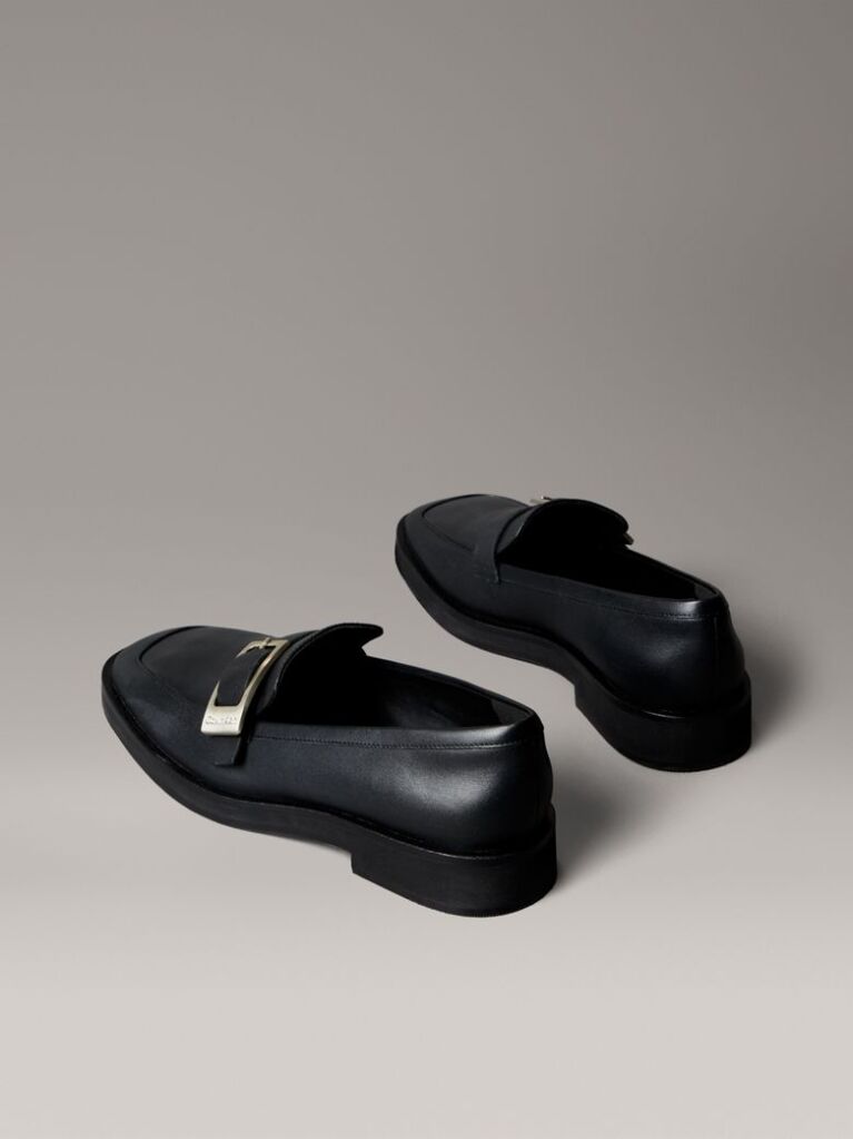 Μαύρο Δερμάτινα Loafers Με Apron Μύτη  Γυναίκα