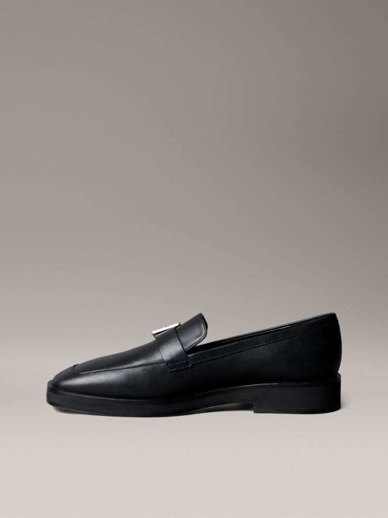 Μαύρο Δερμάτινα Loafers Με Apron Μύτη  Γυναίκα
