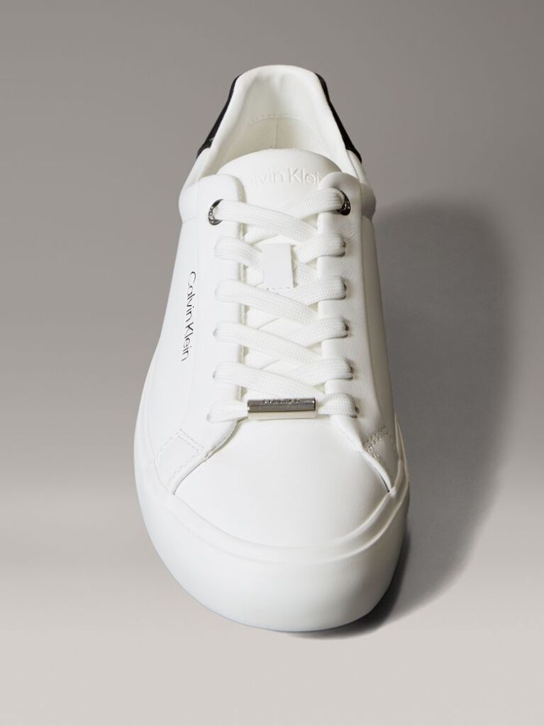 Λευκό Sneakers Από Απαλό Δέρμα Και Ανάγλυφο Λογότυπο  Γυναίκα