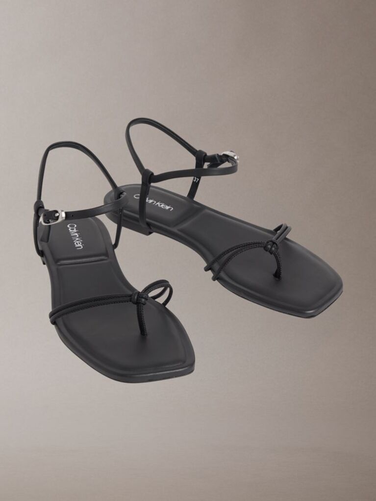 Black Amira - Square Toe Flat Sandals  Women
