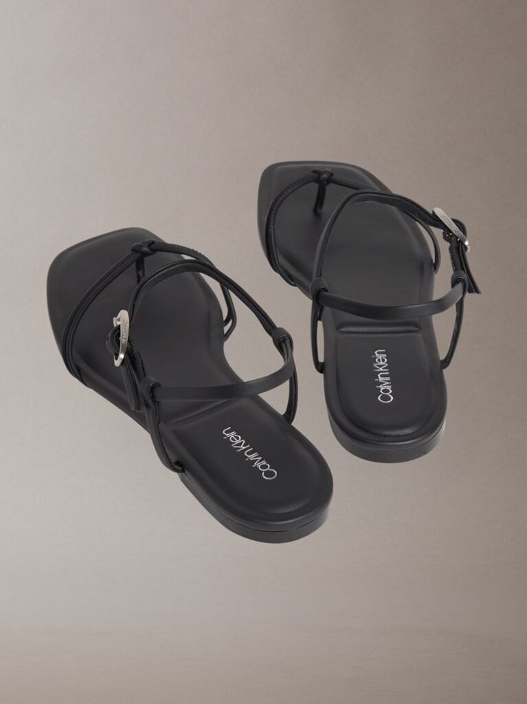 Black Amira - Square Toe Flat Sandals  Women