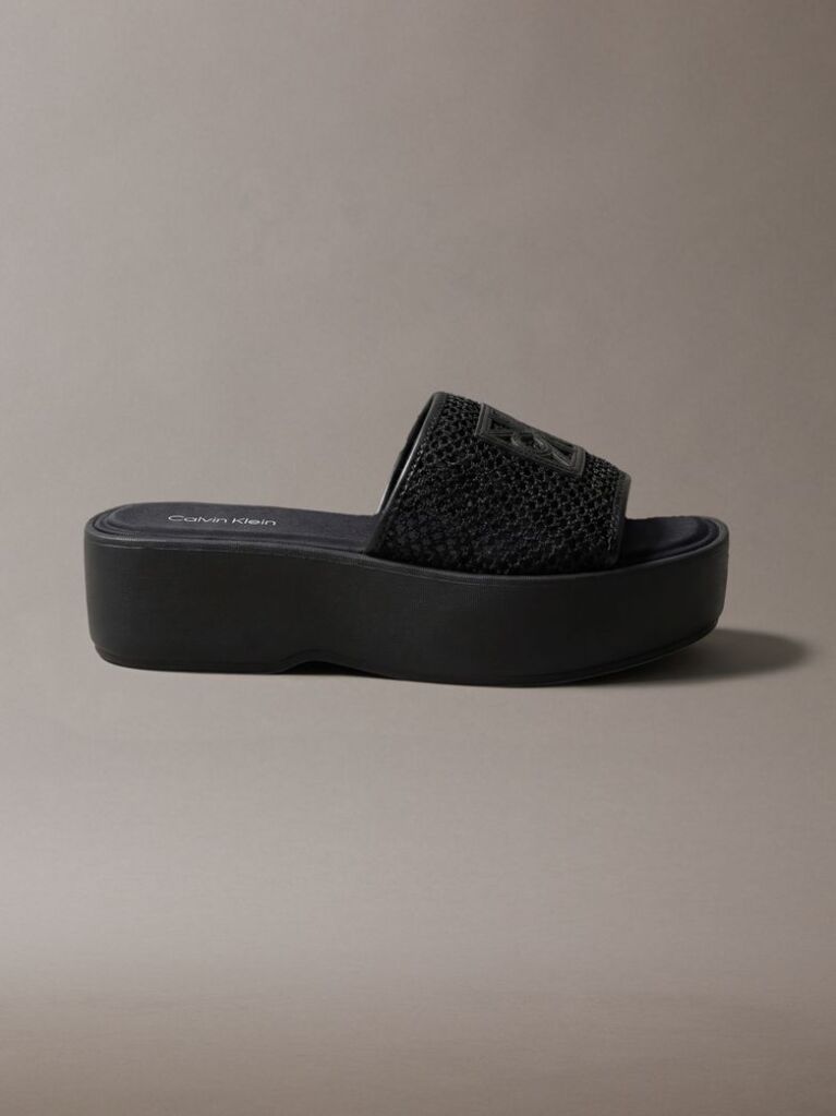 Black Amelia - Mesh Platform Sliders  Women