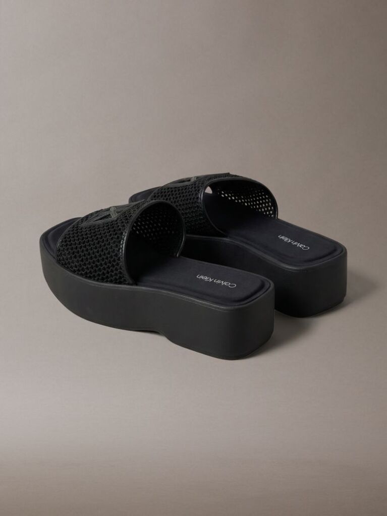 Black Amelia - Mesh Platform Sliders  Women