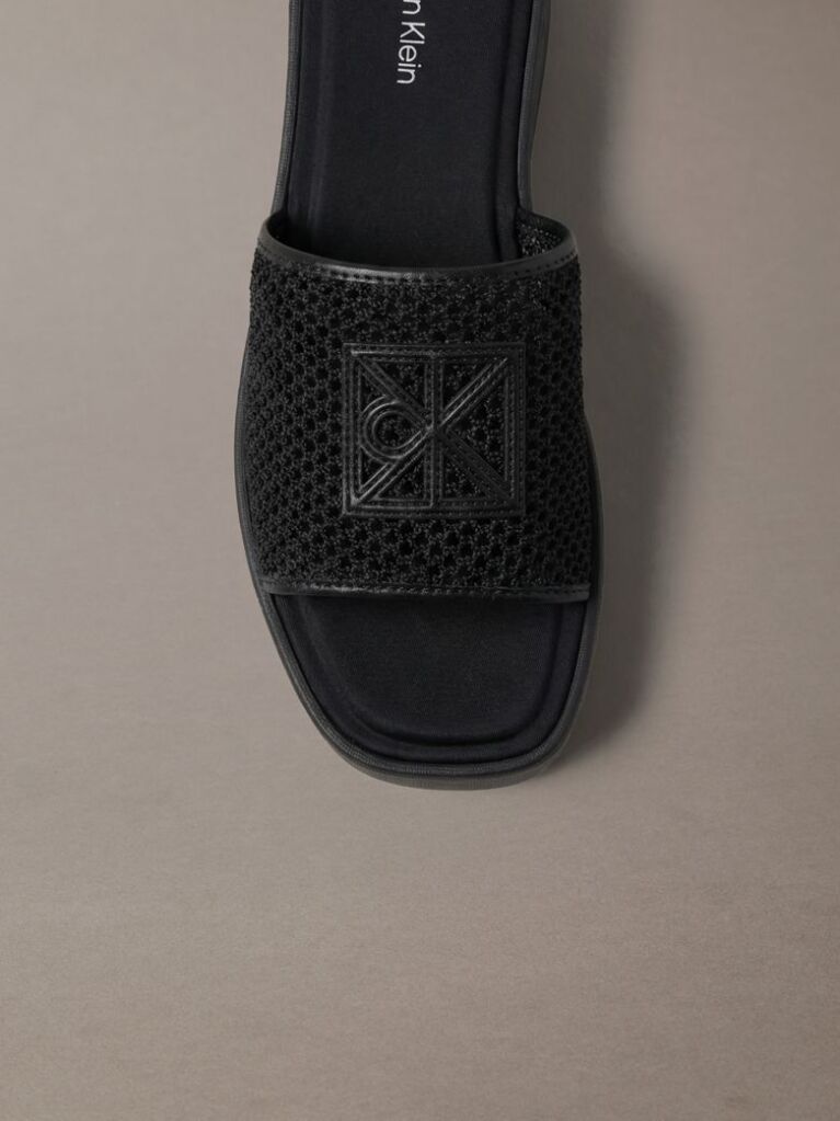 Black Amelia - Mesh Platform Sliders  Women