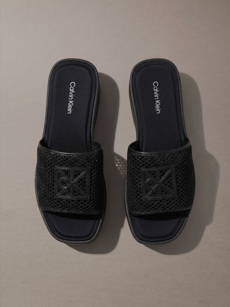 Black Amelia - Mesh Platform Sliders  Women