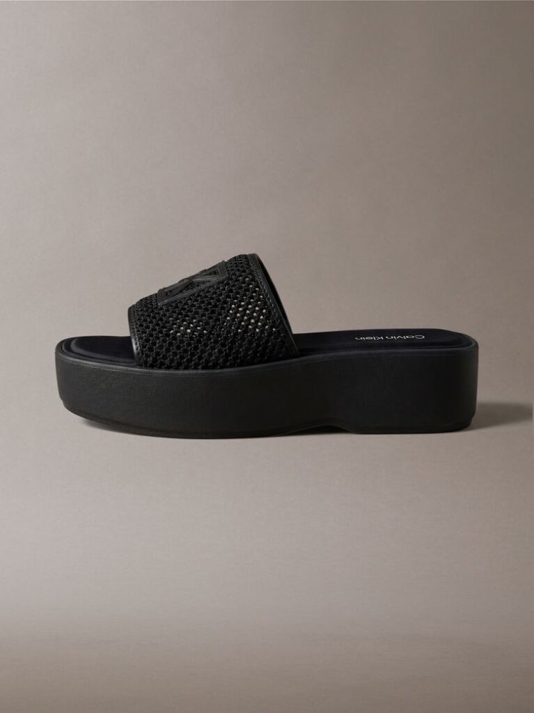 Black Amelia - Mesh Platform Sliders  Women