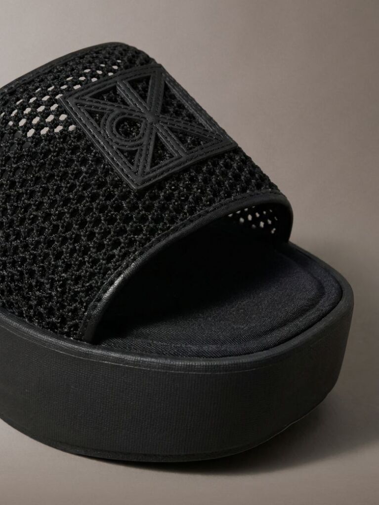 Black Amelia - Mesh Platform Sliders  Women