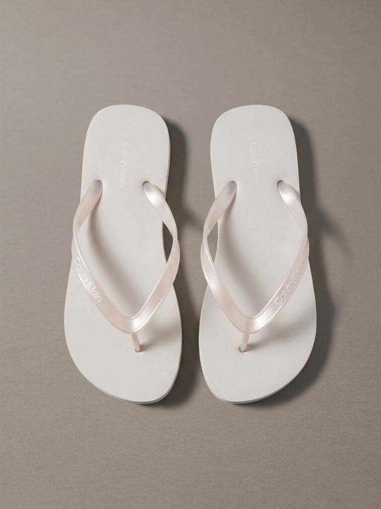 Silver Arwa - Metallic Pearlised Flip Flops  Women