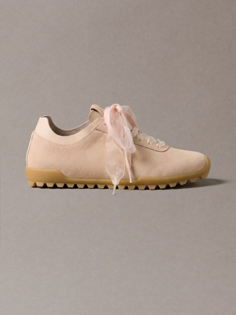 Pink Suede Organza Runner Trainers  Women