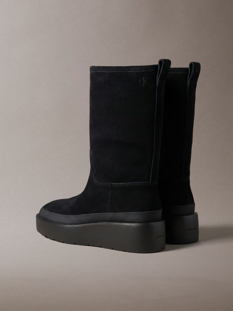 Black Suede Water Repellent Platform Boots  Women