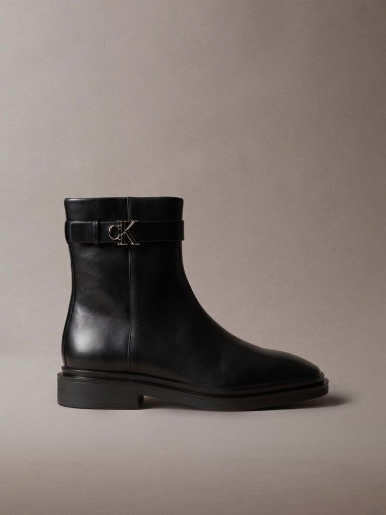 Black Leather Signature Ankle Boots  Women