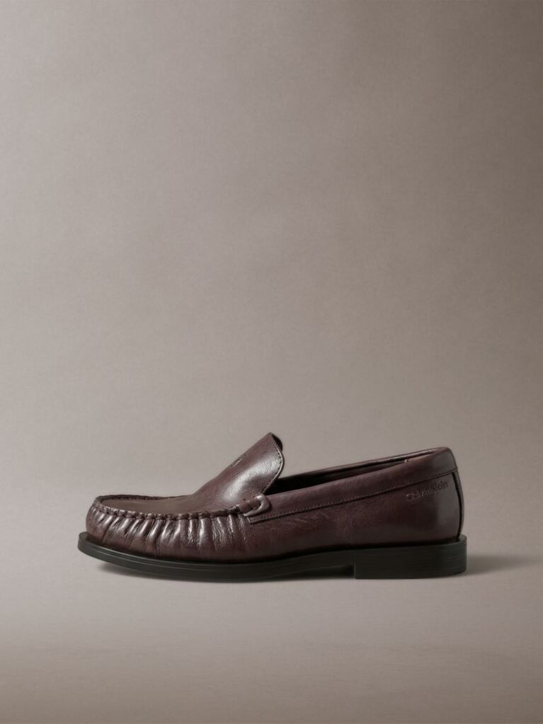 Καφέ Thea - Δερμάτινα Loafers Με Πιέτες  Γυναίκα