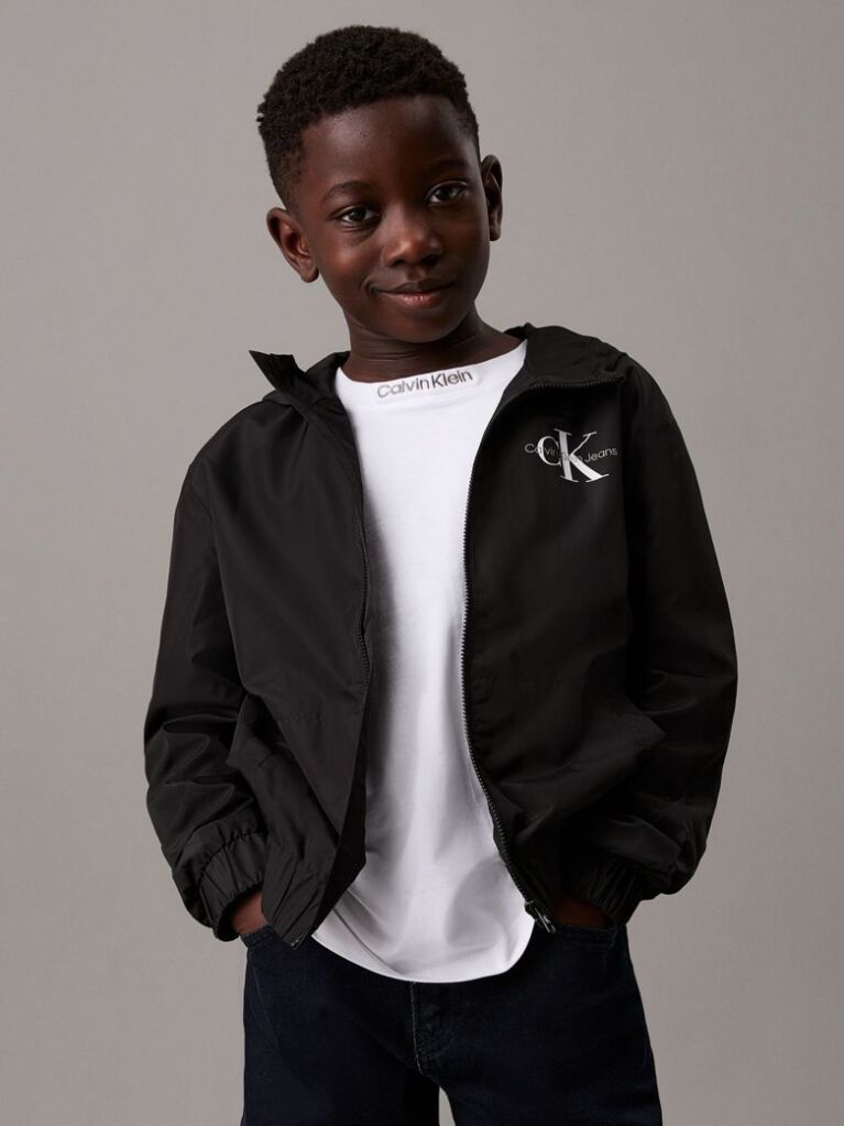 Black Hooded Windbreaker  Boys